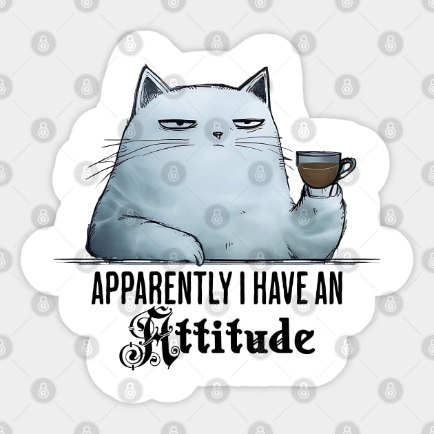Apparently I Have An Attitude, funny snarky sarcastic cat Sticker by Luxinda